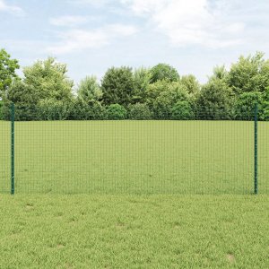 vidaXL Zielona spawana siatka z 5 słupkami  0.8x10 m ze stali 1