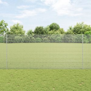 vidaXL Ogrodzenie z drutu spawanego  z 44 słupami U Srebrne 1.4x50 m Stal 1