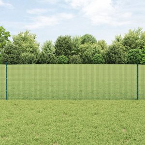 vidaXL Ogrodzenie z Waleszonych Prętów  z 11 słupkami U Zielone 0.6x25 m Stal 1