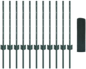 vidaXL Zestaw ogrodzenia z siatki dla kurczaków 2 sztuki Zielony 2