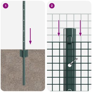 vidaXL Zestaw ogrodzenia z siatki dla kurczaków 2 sztuki Zielony 9