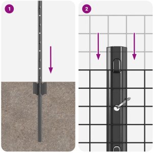 vidaXL Ogrodzenie ze spawanej siatki z 5 słupkami szary 0.4x10 m stalowe 7
