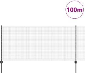 vidaXL Ogrodzenie z drutu spawanego z 88 słupkami Szare 1x100 m Stal 3
