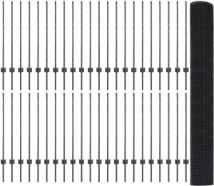vidaXL Ogrodzenie z drutu spawanego z 88 słupkami Szare 1x100 m Stal 4