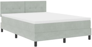 vidaXL Łóżko kontynentalne z materacem Jasnoszary 160x200 cm Aksamit 3