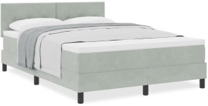 vidaXL Łóżko kontynentalne z materacem Jasnoszary 160x200 cm Aksamit 4
