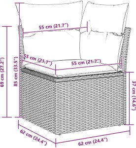 vidaXL Zestaw 8-osobowy sofa ogrodowa z poduszkami Beżowy Polirattan 9