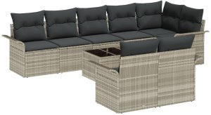 vidaXL Zestaw sof ogrodowych 9 elementów z poduszkami szary polirattan 2