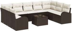 vidaXL Zestaw 9 częściowy sof ogrodowych z poduszkami szary polirattan 2