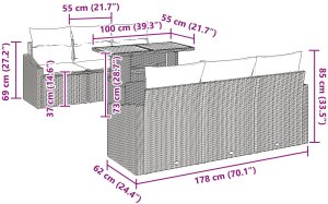 vidaXL 7-częściowy zestaw do jadalni w ogrodzie z poduszkami szary rattan akacjowy 10