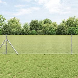 vidaXL Spawana siatka ogrodzeniowa z 13 słupkami 0.6x100 m ze stali ocynkowanej 1