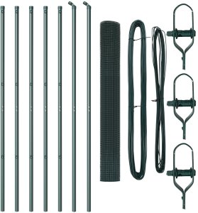 vidaXL Zestaw słupków ogrodzeniowych  2 szt. Zielony Stal, PVC 10 x 1 m 2