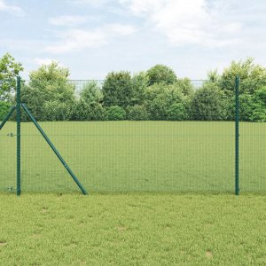 vidaXL Zestaw słupów ogrodzeniowych  Zestaw 2 Zielony Metalowy 10 x 1 m 1
