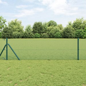 vidaXL Ogrodzenie spawane z 7 słupków Zielone 0,8x10 m Stal 1