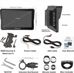 TP-Link Motocyklowy ekran Carpuride W702S Carplay/Android Auto uchwyt BM05 nowy 5