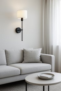 Kinkiet z białym abażurem w stylu modern farmhouse 1