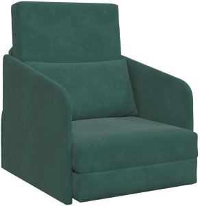 vidaXL Sofa Łóżko 2 w 1 Ciemnozielona 65x80x83 cm Welur 2