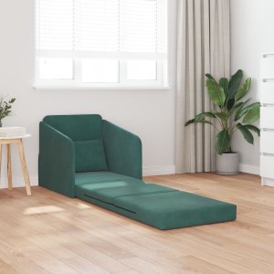 vidaXL Sofa Łóżko 2 w 1 Ciemnozielona 65x80x83 cm Welur 3