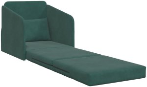 vidaXL Sofa Łóżko 2 w 1 Ciemnozielona 65x80x83 cm Welur 4