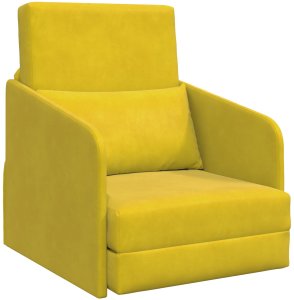vidaXL Sofa Łóżko 2 w 1 Żółta 65x80x83 cm Welur 2