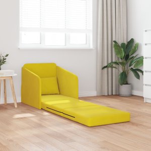 vidaXL Sofa Łóżko 2 w 1 Żółta 65x80x83 cm Welur 3