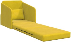 vidaXL Sofa Łóżko 2 w 1 Żółta 65x80x83 cm Welur 4