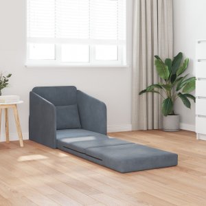 vidaXL Sofa łóżko 2-w-1 Ciemnoszara 65x80x83 cm Welur 3