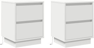 vidaXL Szafki nocne z taśmami LED 2 szt. Białe 39x34,5x50 cm 2