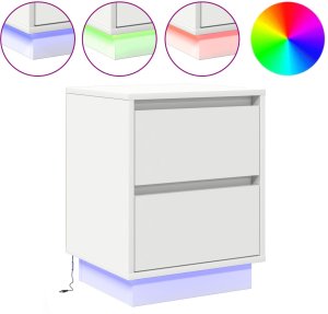 vidaXL Szafki nocne z taśmami LED 2 szt. Białe 39x34,5x50 cm 4