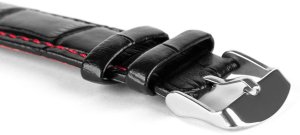 moVear Skórzany pasek do zegarka Connect C6 18 mm czarny czerwony . 3
