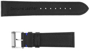 Skórzany pasek do zegarka Connect A02 18 mm czarny niebieska nitka . 6