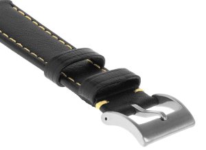 Skórzany pasek do zegarka Connect A01 18 mm czarny beżowa nitka . 2