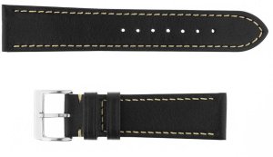 Skórzany pasek do zegarka Connect A01 18 mm czarny beżowa nitka . 4