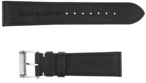 Skórzany pasek do zegarka Connect A01 18 mm czarny beżowa nitka . 6
