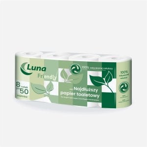 Papier Toaletowy Eko Najdłuższy 8 Rolek  Luna Celuloza Recykling 50 Metrów Luna 24702 5907022745276 1