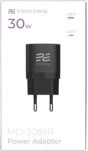 Ładowarka Kaku ładowarka sieciowa Encore Energy PD 3.0 Quick Charge 4.0 USB-A USB-C 30W adapter MD-3083R 13
