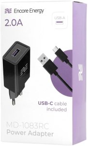Ładowarka Sefa Verlag Nowa ładowarka sieciowa Encore Energy USB-A 10W + kabel USB-C ładowarka uniwersalna MD-1083RC 10