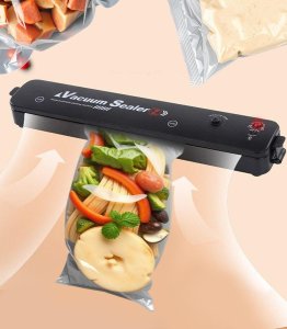 ZGRZEWARKA PRÓŻNIOWA PAKOWARKA ŻYWNOŚCI JEDZENIA DO PAKOWANIA ZASILANA MOCNA MOC 90 W 10 WORKÓW FOLI PRÓŻNIOWYCH 4