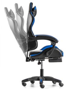 FOTEL GAMINGOWY Z PODNÓŻKIEM NIEBIESKI CZARNY KUBEŁKOWY BIUROWY OBROTOWY REGULOWANY NOWOCZESNY MASAŻER DLA GRACZA DZIECI MŁODZIEŻY 3