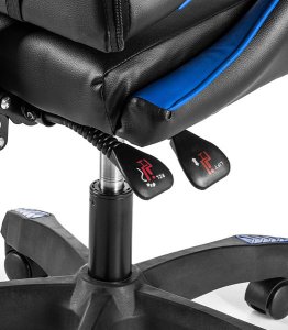 FOTEL GAMINGOWY Z PODNÓŻKIEM NIEBIESKI CZARNY KUBEŁKOWY BIUROWY OBROTOWY REGULOWANY NOWOCZESNY MASAŻER DLA GRACZA DZIECI MŁODZIEŻY 5