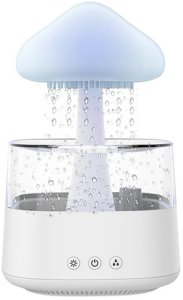 NAWILŻACZ POWIETRZA GRZYBEK DESZCZOWY ULTRADŹWIĘKOWY DYFUZOR LAMPKA NOCNA CHMURKA KROPLE DESZCZU LED 7 KOLORÓW DO AROMATERAPII USPOKAJAJĄCA 3