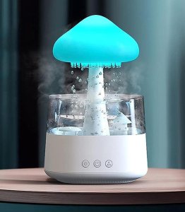 NAWILŻACZ POWIETRZA GRZYBEK DESZCZOWY ULTRADŹWIĘKOWY DYFUZOR LAMPKA NOCNA CHMURKA KROPLE DESZCZU LED 7 KOLORÓW DO AROMATERAPII USPOKAJAJĄCA 5