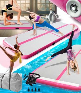 Master Dmuchany materac gimnastyczny AirTrack G943 400 cm x 100 cm x 10 cm różowy 2