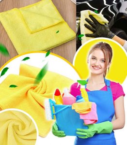 ŚCIERKA 40 X 40 ŻÓŁTA SZMATKA UNIWERSALNA CHŁONNA MIĘKKA MIKROFIBRA DO SPRZĄTANIA KURZU WYCIERANIA MYCIA 1