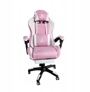 Fotel gamingowy obrotowy STRIKE z podnóżkiem i poduszką masującą, różowy KO40RB 11