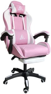 Fotel gamingowy obrotowy STRIKE z podnóżkiem i poduszką masującą, różowy KO40RB 4