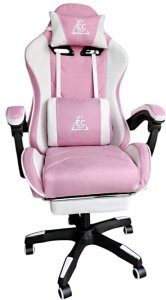 Fotel gamingowy obrotowy STRIKE z podnóżkiem i poduszką masującą, różowy KO40RB 5