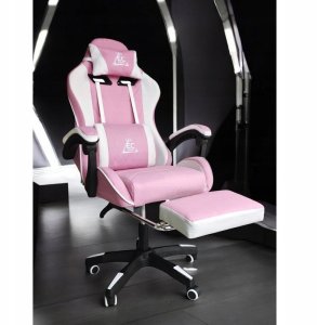 Fotel gamingowy obrotowy STRIKE z podnóżkiem i poduszką masującą, różowy KO40RB 8