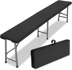 Ławka cateringowa składana w walizkę 180 cm RATTAN czarna 1