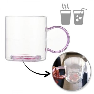 Szklanka termiczna z brokatowtym kwiatkiem w środku 250 ml - SZK143 1